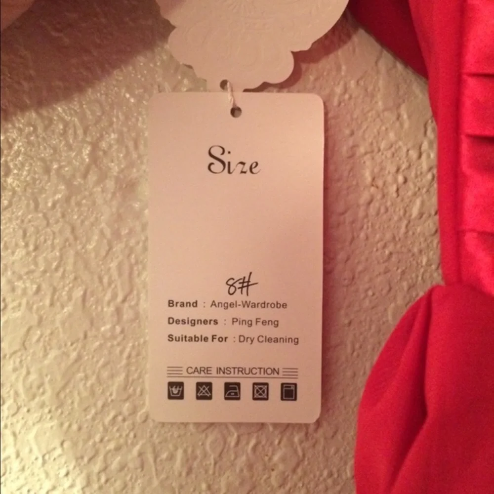 RED chiffon bridesmaids dress NEW! - Picture 3 of 4